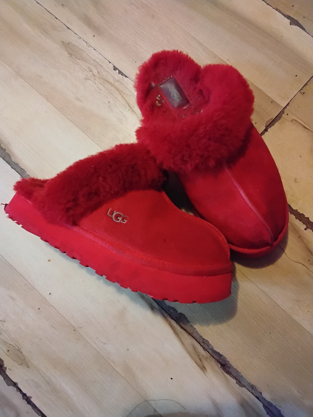 UGG Red Platform Slippers